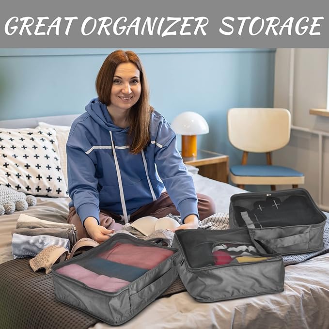 Silkfly 12 Pcs Packing Cubes for Suitcase Travel Luggage Bags Bulk Mesh Organizer Set for Hiking Camping Backpacking Clothes Accessories (Gray,XL, L, M Size) - Image 6