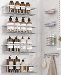 8 Pack Adhesive Large Capacity No-Drilling Shower Caddy, Silver | Rustproof Shower Shelves Rack with Soap Dishes, Toothbrush Holder & Hooks for Bathroom Organizers & Storage Accessories by Unknown