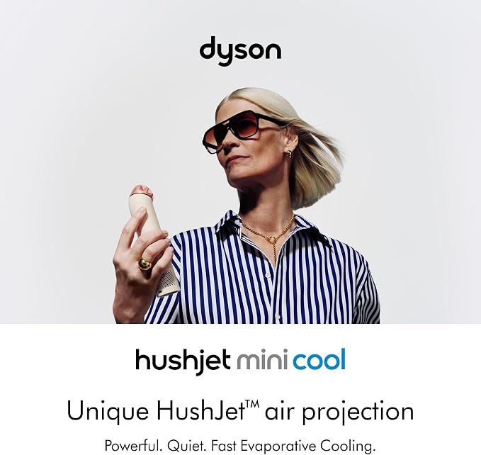 Dyson HushJet Mini 3-in-1 Bladeless Personal Fan (Stone/Blush) | Powerful, Quiet Evaporative Cooling | Handheld, Wearable & Desktop, 25 m/s Max airflow, 5 Speeds + Boost, 6 hr Runtime - Image 2