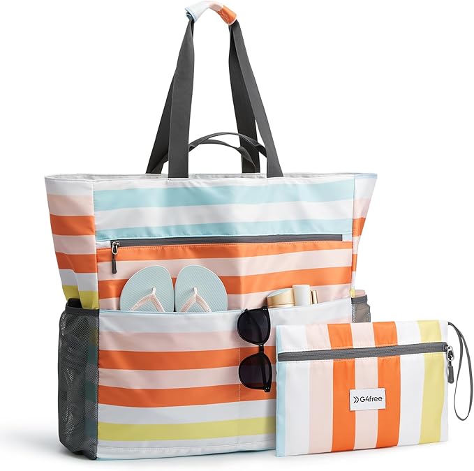 G4Free Beach Bag, Waterproof Sandproof Beach Tote Bag, Large Capacity Foldable for Women by G4Free