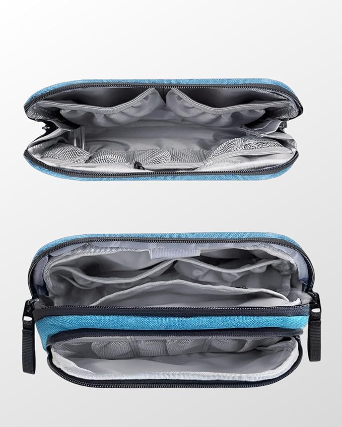 Portable Electronics Organizer Travel Case, Double Layers Tech Organizer, All-in-One Charger Storage Bag for Charging Cable, USB Cord, Charger, Power Bank, Flash Drive, Blue - Image 5