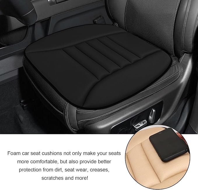 Car Seat Cushion, 1.2" Thick Comfort Memory Foam Auto Seat Pad with Non Slip Bottom, Breathable Driver Seats Pillow Pressure Relief Chair Cushion for Vehicle Office Home (Black) - Image 5