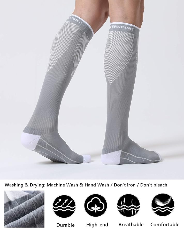 CS CELERSPORT 3/4 Pairs Compression Socks for Men Women Size 6-12 | Knee High Support Socks for Running Nurses Pregnancy Travel Daily Wear - Image 3