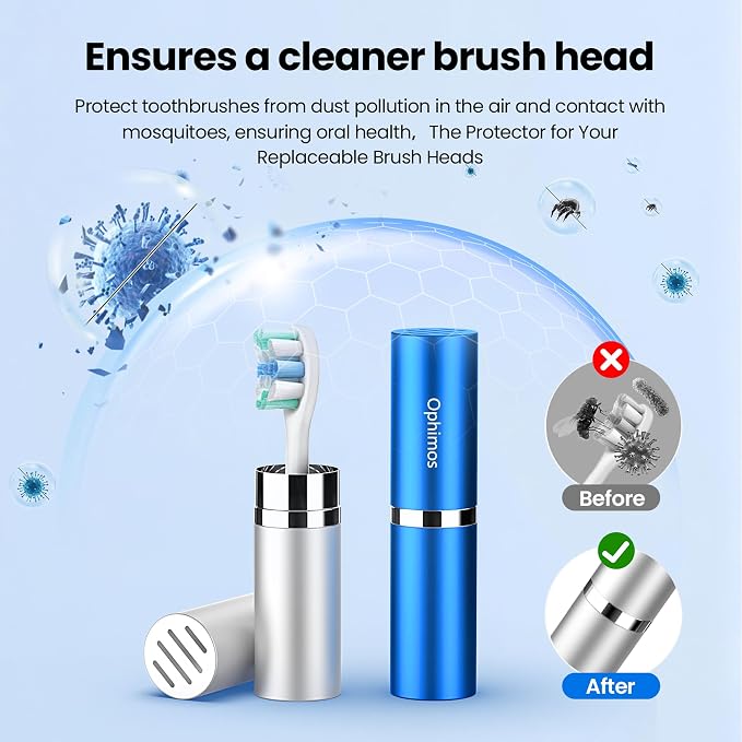 Aluminum Toothbrush Head Case,Metal Toothbrush Protector Cover with Ventilation Holes,Portable Travel Holder for Oral-B Philips Power Toothbrush & More (Silver+Black+Blue+Pink, 4 Pack) - Image 5
