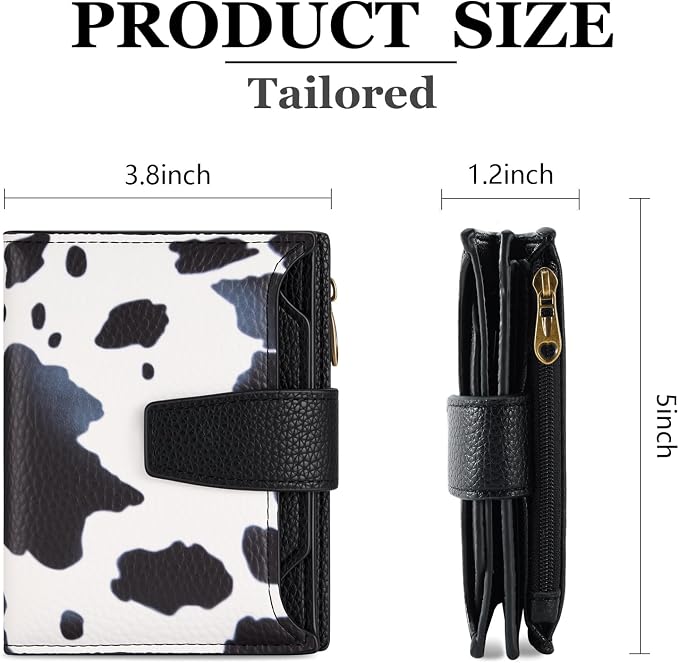 Small Wallet Women RFID Blocking Soft Leather Bifold Compact Card Holder Wallet for Women with Zipper Coin Pocket 4 ID Window - Image 3