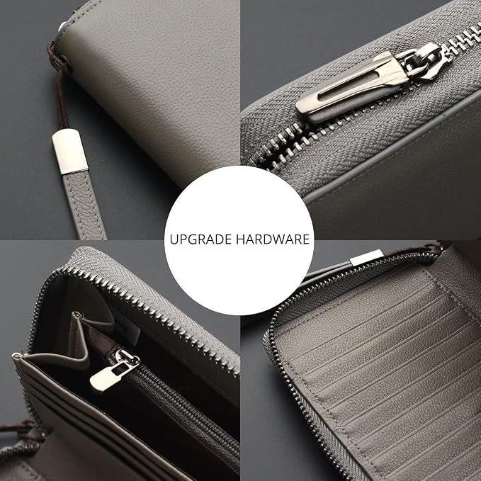Bveyzi Women RFID Blocking Wallet Leather Zip Around Phone Clutch Large Capacity Ladies Travel Purse Wristlet - Image 7