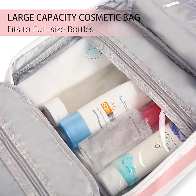 Hanging Travel Toiletry Bag,Large Capacity Cosmetic Travel Toiletry Organizer for Women with 4 Compartments & 1 Sturdy Hook,Perfect for Travel/Daily Use/Christmas - Image 6
