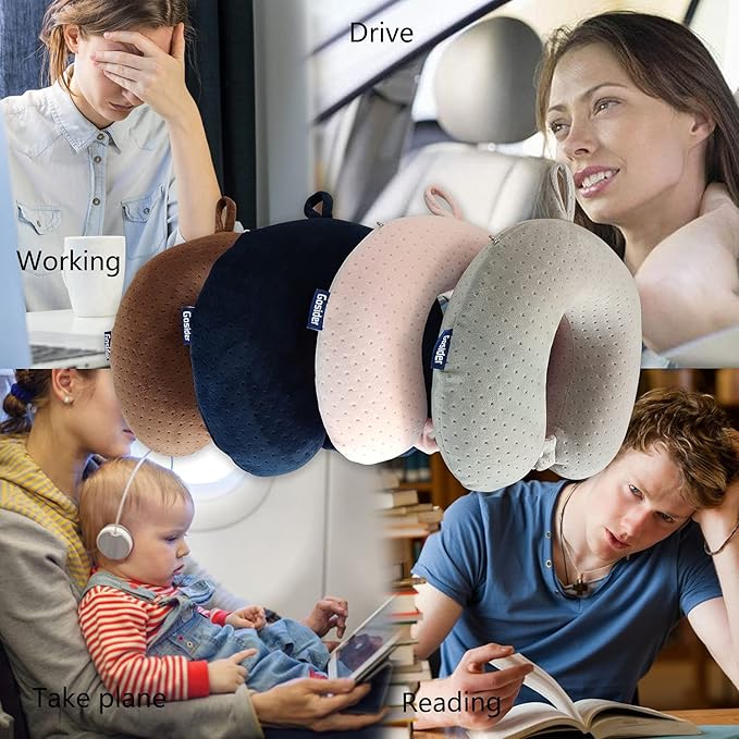 Memory Foam Travel Pillow, Comfortable Travel Neck Pillow U Shape, Support Neck and Head to Relieve Fatigue, Portable Neck Pillow Suitable for Planes, Trains, Self-Driving Cars - Image 6