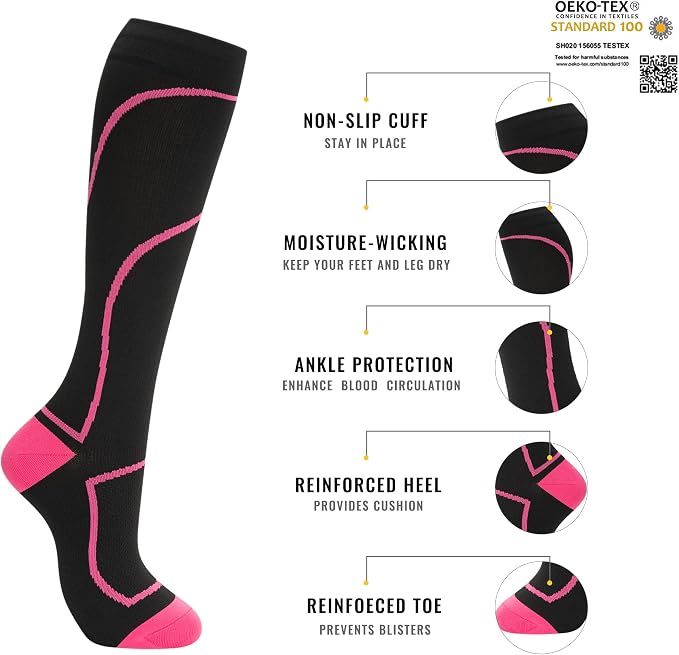 hello momoya Compression Socks for Women Men Circulation Knee High 8 Pairs for Nurses, Running, Travel, Athletic - Image 3