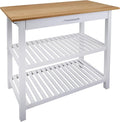 Kitchen Island with Solid Wood Top, White & Cherry Natural by CasualHome