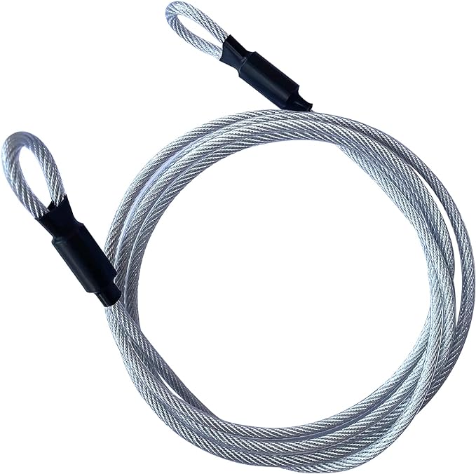 GOMRQING 4FT 5mm Security Cable Lock,Braided Steel Vinyl Coated Safety Cable Luggage Lock,Flexible Steel Cable Security Wire Rope Double Loop by GOMRQING