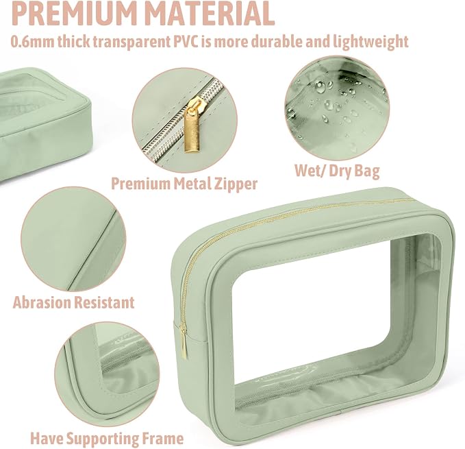 YOPCDJ 5PCS Diaper Bag Organizer Pouch Set, TSA Approved Toiletry Bag，Clear Waterproof TPU Makeup Bag Set Travel Organizer Bags for Women and Kids - Image 4
