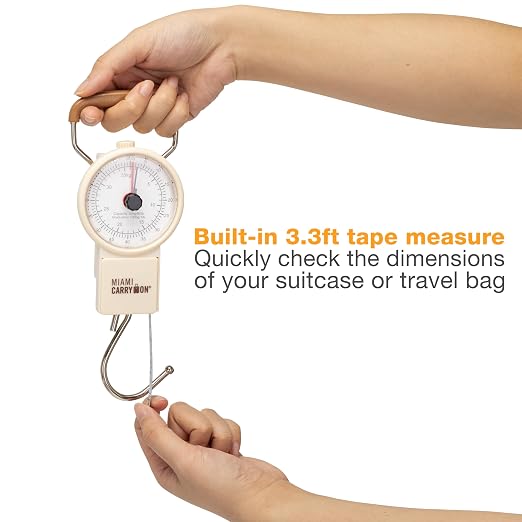 Mechanical Luggage Scale with Tape Measure, Up to 80 Pounds (Retro) - Image 2