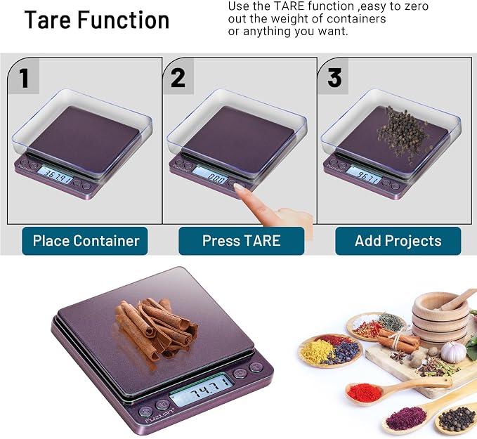 Fuzion Digital Scale .01 Gram Accuracy, 500g Small Kitchen Food Scales | 2 Trays Included for Jewelry, Gold, Herb, Powder, Spice, Coffee, Coin - Weight Gram and Oz - Image 6
