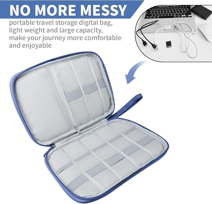Lcsmaokin Electronics Travel Organizer,Portable Waterproof Electronic Travel Storage Bag for Small Charging Cord Storage,Charger,Small Electronics,SD Card etc,for Travel,Business -Navy Blue - Image 3