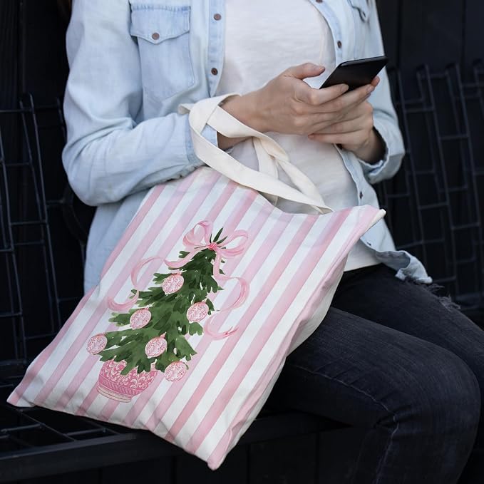 JINYO Preppy Canvas Tote Bag, Inspirational Tote Bags for Women - Image 3