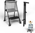Toddler Tower Foldable, Foldable Toddler Standing Tower for Bathroom Sink or Kitchen Counter with Safety Net, Suitable for 1-6 Years，Black-White by RGKQSY