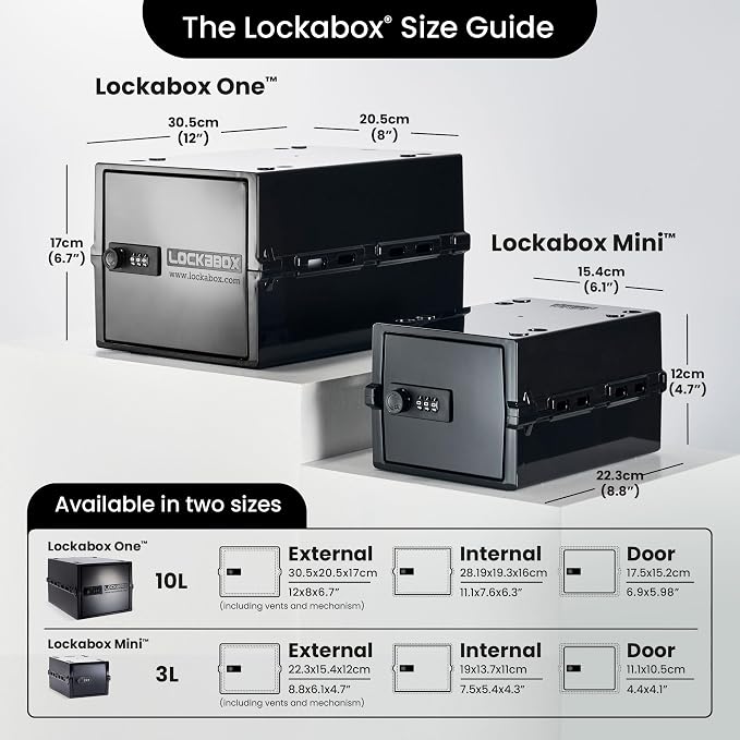 Lockabox One™ | Compact and Hygienic Lockable Storage Box for Food, Medicines, Tech and Home Safety | One Size 12 x 8 x 6.6 inches externally (Jet) - Image 5