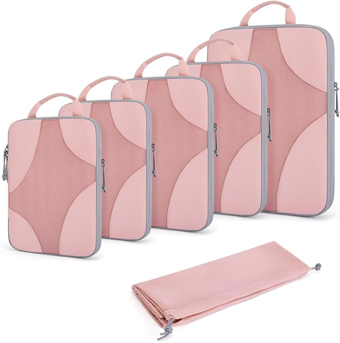 Bagsmart Compression Packing Cubes, Travel Bag Cruise Ship Essentials | Lightweight, Compressible Suitcase Organizer Set fit Standard Carry-On & Checked Luggage, 6 Set, 14 Set Washable Packing Bags by BAGSMART