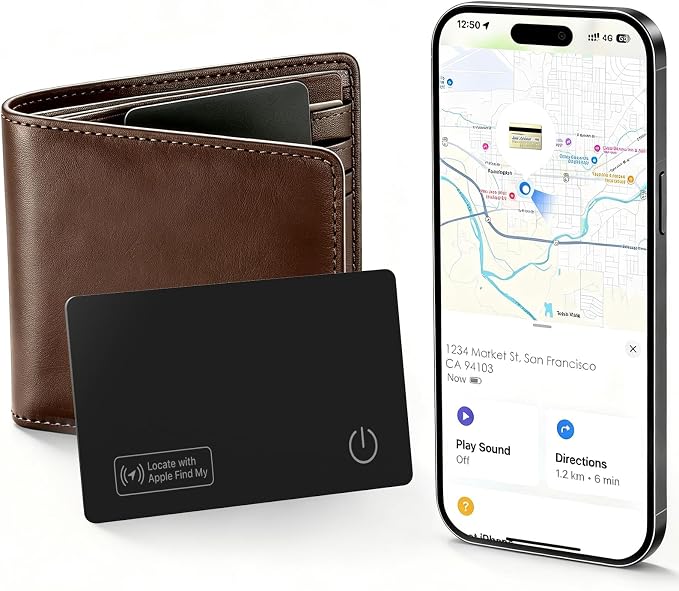 2-Pack Wallet Tracker Card Compatible with Apple Find My, 0.07in Slim Wallet Finder, IP68 Waterproof, Tracking Card for Wallet, Luggage Tag, Passport & Purse, Wireless Rechargeable by Unknown