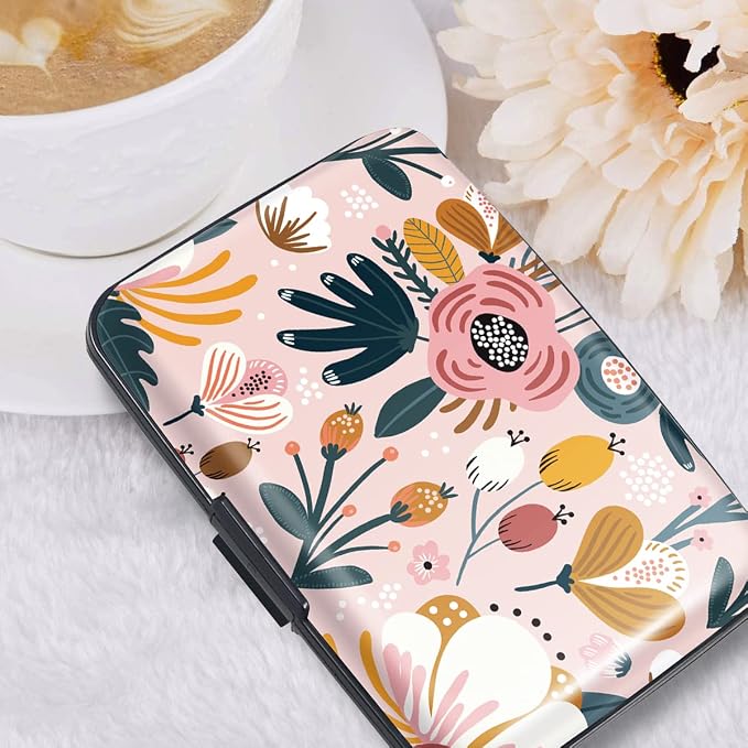 Coco Rossi Credit Card Holder RFID Aluminum Small Mini Wallet Women | Metal Wallet, Business Cards Holder, ID Case, Slim Sleeves, Womens Girls Gift, Carry Proof Wallets for Travel, Pink Flower - Image 6
