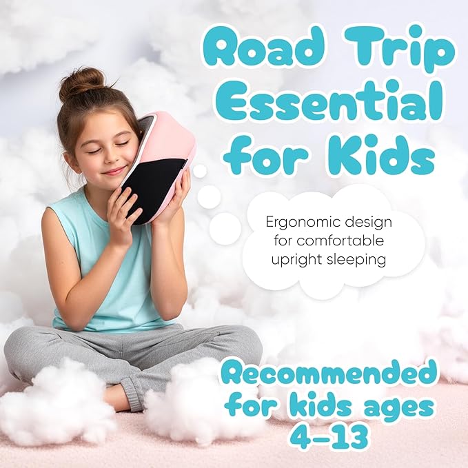 Junior Kids Travel Neck Pillow, Ages 4-12, Airplane Car Seat - Image 2