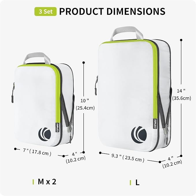 Cipway Compression Packing Cubes Set (White 3pcs) | Ultralight Travel Cube Organizers for Carry-On Luggage, Suitcase & Backpack Travel Essentials - Image 5