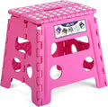 Delxo Folding Step Stool 13 Inch,300 Lbs Step Stool for Adults Pink | Foldable Step Stool 13",Non-Slip Foot Stools with Handle,Lightweight Collapsible stools for Kitchen,Bathroom,Bedroom,Garden by Delxo