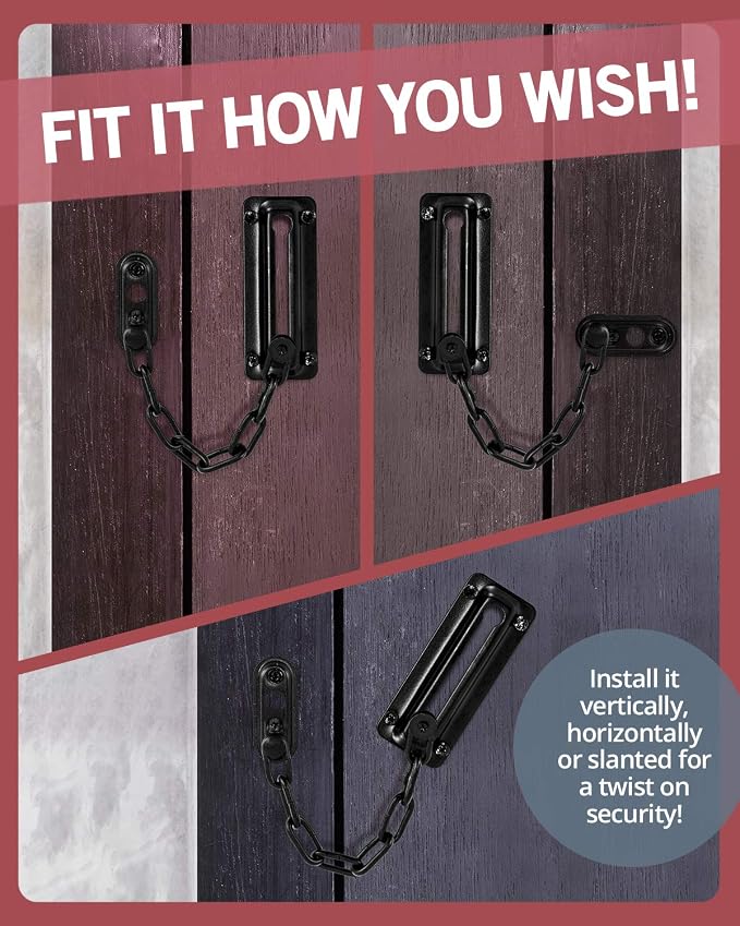 Jack N'Drill 2 Pack Door Chain Lock, 100% Child Proof Safety Chain Door Lock, Sturdy & Rust-Resistant Steel, Heavy Duty Chain Locks for Inside Door and Extra Front Door Lock (Black) - Image 5