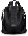S-ZONE Leather Backpack Purses for Women Antitheft Rucksack Shoulder Bag Medium | Genuine Leather, Medium Fits 9.7-inch Tablet, for Work Travel Daily Commute, Multi Pockets, Adjustable Dual Straps by S-ZONE