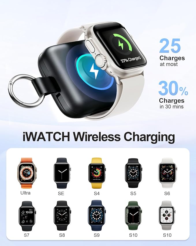 Portable Charger 3 in 1, Smaller 10000mAh Built-in Cables 22.5W Power Bank | Travel Essentials, Fast Charging, Keychain Battery Pack for iPhone17/16/15/14/13, Android, iWatch Ultra/11/10/9/8, Black - Image 3