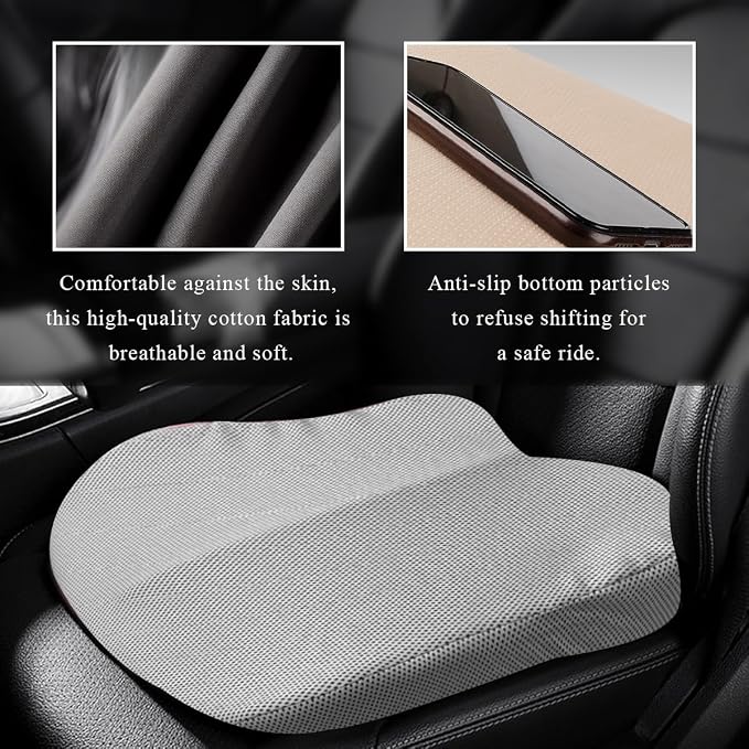 Car Seat Cushion, Comfort Memory Foam Car Cushion, Non-Slip Auto Booster Seat Cushion for Improve Driving Vision, Suitable for Vehicles Trucks SUVs Car Accessories (Gray-Style 2) - Image 3