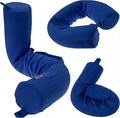 Dot&Dot Twist Memory Foam Travel Pillow, Bendable Neck Pillow for Airplane, Car and Home, 26-Inch Adjustable Roll with Washable Cotton Cover, Sapphire by DotDot