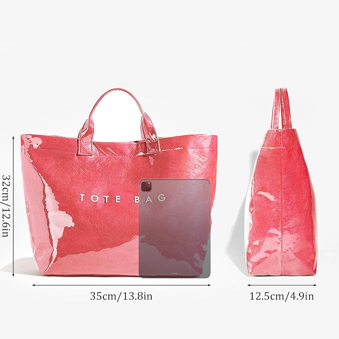 Lushandy PVC Tote Bag for Women Jelly Beach Bag Top Handle Hobo Handbag | Water-Resistant, Wipe Clean, Lightweight - Image 5
