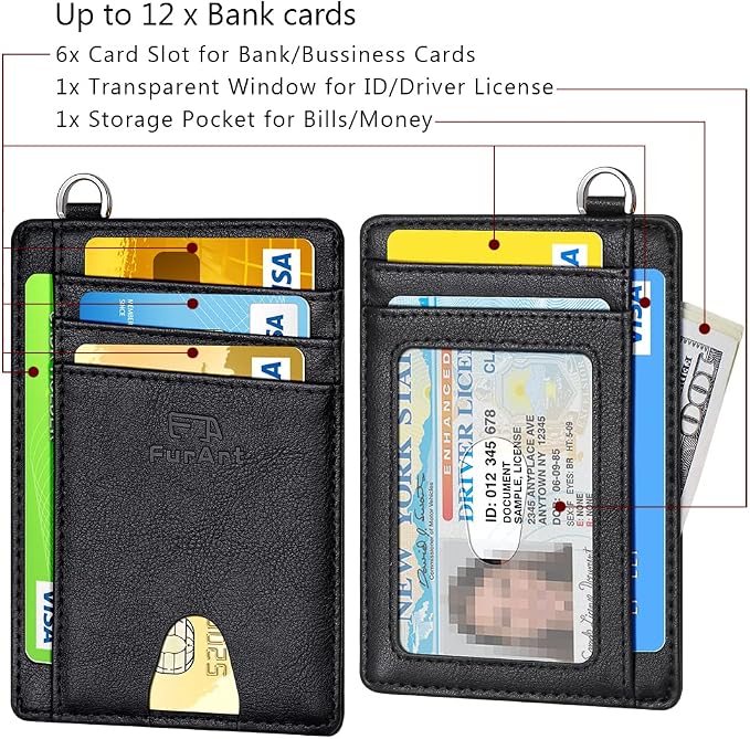 FurArt Slim Minimalist Wallet RFID Credit Card Holder for Men | slim minimalist compact rfid id window thin - Image 6