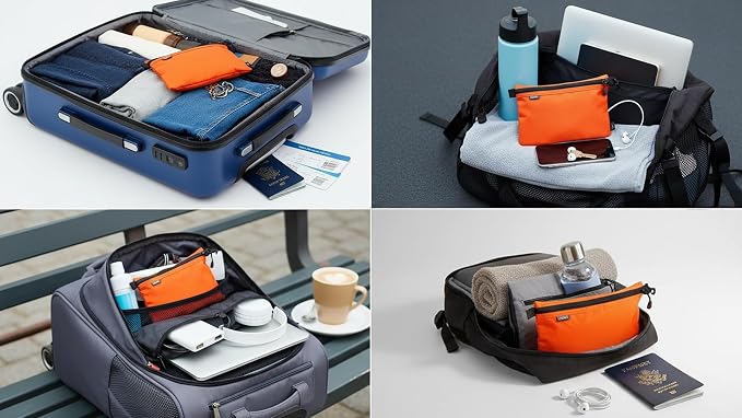 GOX Small Toiletry Bag for Men Bulk Cosmetic Bag Dopp Kit Carry On Zipper Pouch Organization Nylon Small Packing Sack Water Repellent(Orange) - Image 5