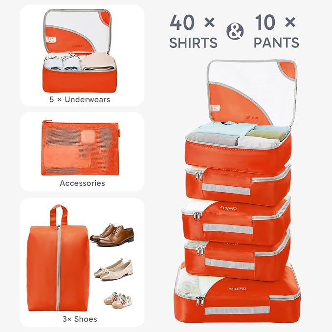 OlarHike 10 Set Packing Cubes for Travel,Gifts for Women Mom,Anti-Tearing Suitcase Organizer,with Over 1000 pcs Mesh Holes,Vacation Essentials & Accessories for Cruise Ship - Image 4