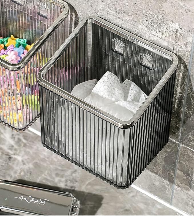Drill-Free Stick-On Wall Shelves | Space-Saving Floating Organizer for Kitchen, Bathroom & Office | Plastic Storage Shelves for Makeup & Home Decor (Transparent_Silver) - Image 7