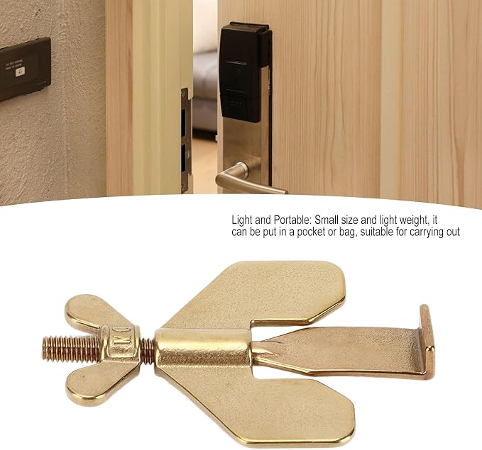 Portable Door Lock, Security Door Lock Hotel Door Lock Travel Door Lock Door Safety Locks from Inside Door Lock for Hotel Rooms (Gold) - Image 2
