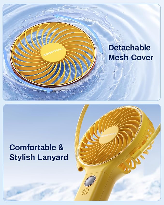SWEETFULL Handheld Portable Fan, 5000mAh Rechargeable Battery, 6 Speed Wind, LED Digital Display, Foldable Electric Personal Mini Travel Fan with Backup Power, Summer Essentials Gifts for Women Girl - Image 8