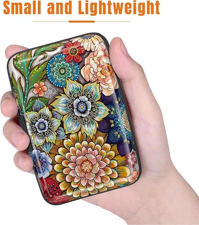 Rimilak Aluminuml Credit Card Holder,Mandala Flower | Mini Credit Card Wallet RFID Blocking Slim Metal Hard Case for Women Men - Image 3
