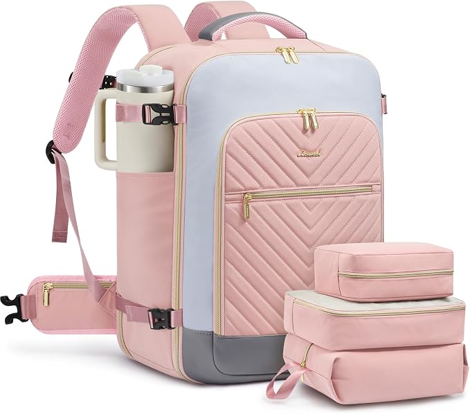 LOVEVOOK Large Travel Backpack for Women, TSA Carry on Backpack for Airplanes, 56L Personal Item Travel Bag for Women fits 17" Laptop,Waterproof Carry on Bag Airplane Approved with 3 Packing Cubes by LOVEVOOK