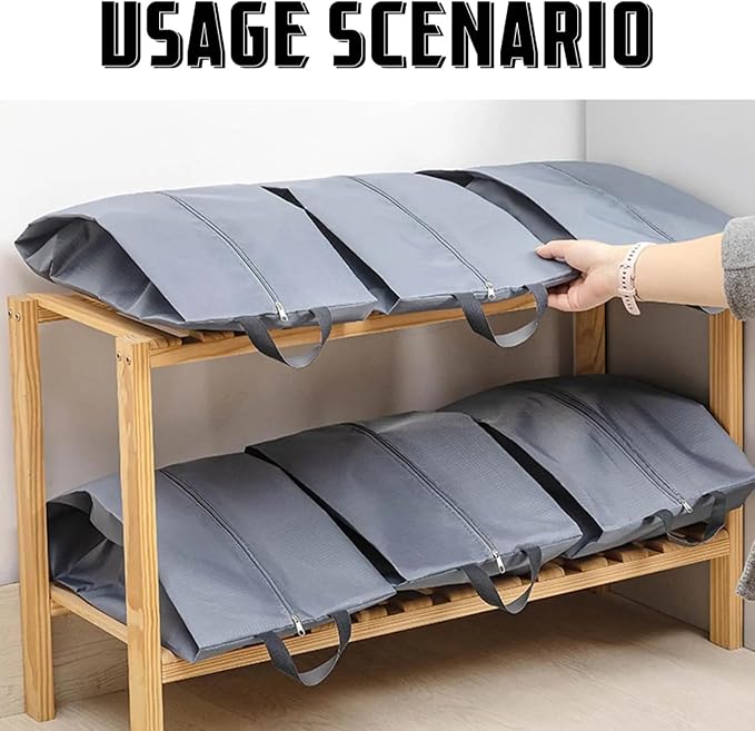 5Pcs XL Travel Shoe Bags Portable Travel Gifts Shoe Organizer with Zipper Closure, Waterproof Nylon Shoe Storage Organizer with Handle Travel Bags For Men and Women, Grey - Image 6