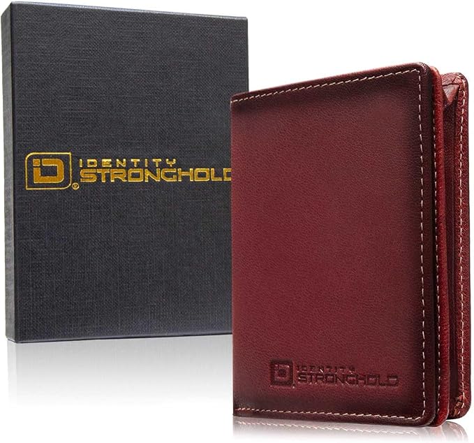 ID Stronghold Waltlet - RFID Blocking Bifold Wallet for Men with Magnetic Clasp - Red - Image 6