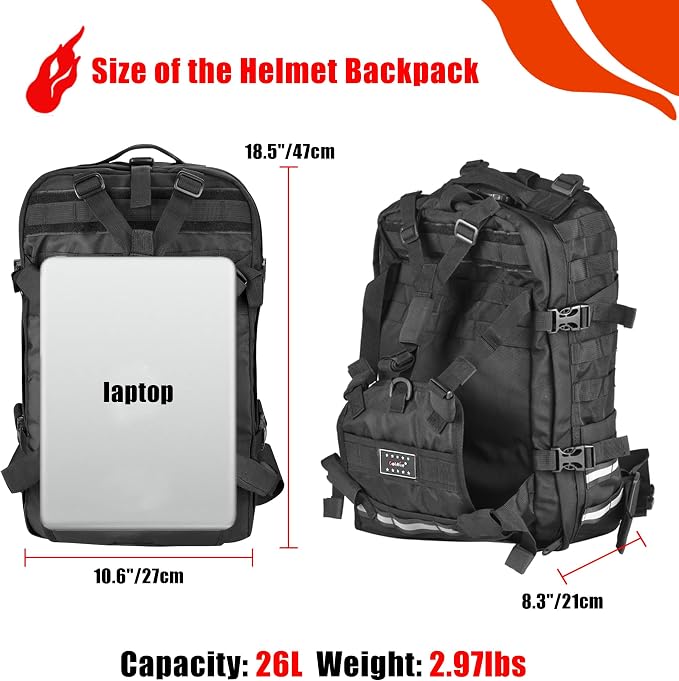 Goldfire Helmet Backpack for Motorcycle Riding Cycling Waterproof Large Capacity Daily Backpack with Helmet Holder Weather-Resistant Hiking Daypack Durable (V1) - Image 4