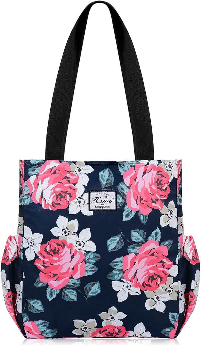 KAMO Floral Tote Bag - Waterproof Lightweight Handbags Travel Shoulder Bag for Hiking Yoga Gym Swimming Travel Beach by KAMO