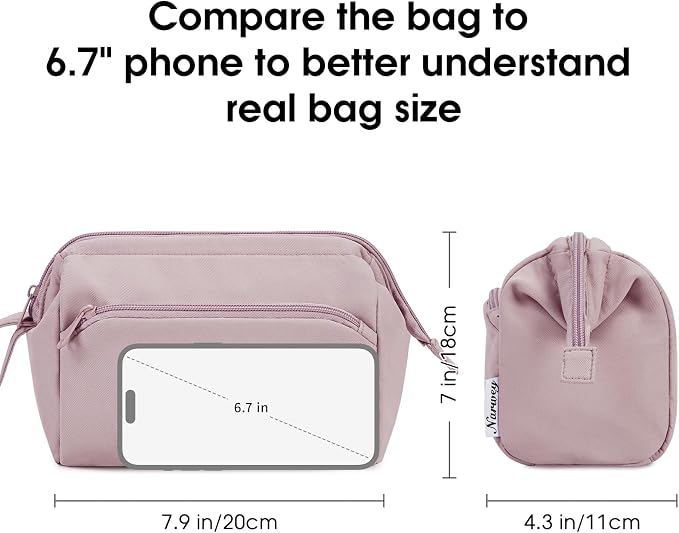 Narwey Large Makeup Bag Women Wide-open Make up Bag Travel Cosmetic Bag Organizer Toiletry Bag for Cosmetics Toiletries Accessories (Dusty Rose) - Image 4