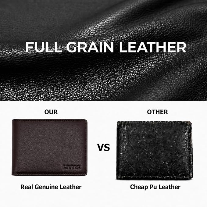Wallet for Men Slim RFID Blocking Genuine Leather Bifold Mens Wallet | Front Pocket Credit Card Holder with 2 ID Windows, Holds 12 Cards & Cash Minimalist Thin Wallet, Gifts for Men - Image 2
