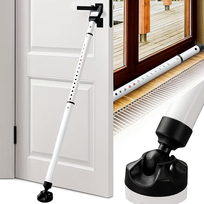 Door Security Bar, 18"-46" Adjustable Door Jammer with Large Anti-Slip Rotating Base, 1.3" Heavy Duty Steel Door Brace for Hinged Doors, Sliding Glass Patio Doors, Home, Apartment & Hotel by LAKEROD