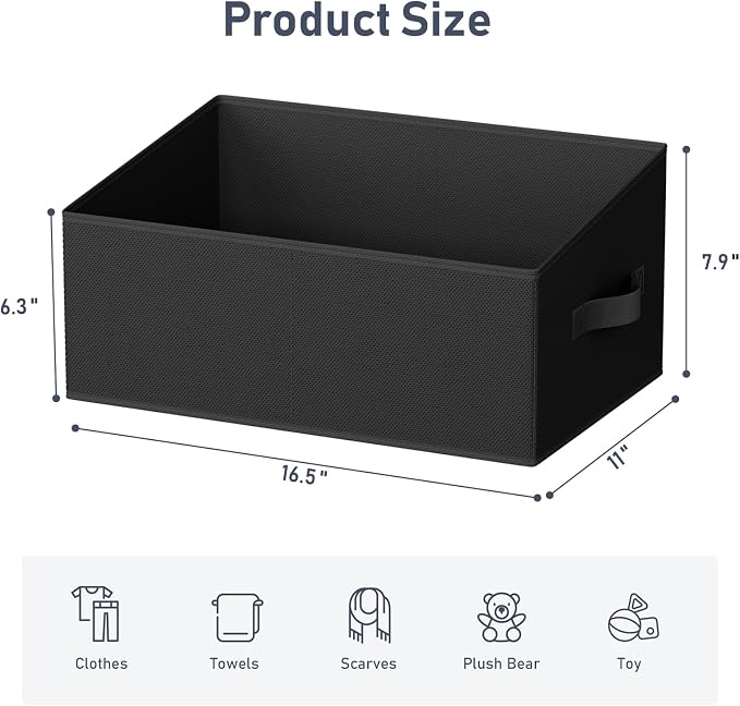 DIMJ Closet Storage Bins 8 Pack - Fabric Storage Baskets for Shelves, Large Clothes Organizers with Handles, Trapezoid Shelf Organization Storage Cubes for Purse, Toys, Books, Towel, Clothes - Image 2
